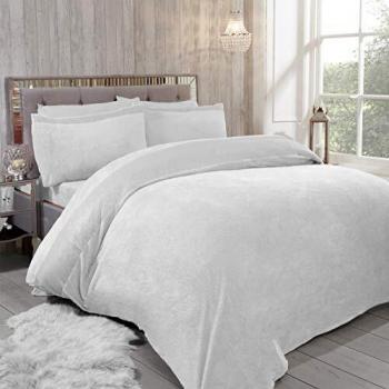 Soft Cozy Diamond Teddy Bear Bedding Bed Set (White, King)