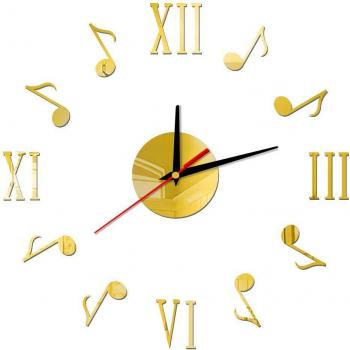 Silent Vintage Wall Clock with Musical Notes