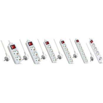 Alargador de Enchufe Blanco 1,5‑3‑5 m con Interruptor y Señal Visual