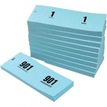 Cloakroom tickets nummerblokken 42x105mm nummering 1-1000 blauw 10 stuks