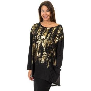 Tee Donna Scollatura Barca Manica Lunga 10DML0437 S Nero
