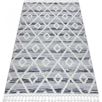 Grey/White Trellis Moroccan Shag Rug – 240x330cm