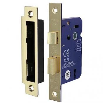 Timco 675987 – 3-Lever Electro Brass Sashlock, 65mm Case, 45mm Backset