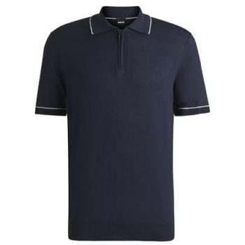 Boss Black H‑Jiovanotto Half Zip Polo Shirt Blauwe Denim