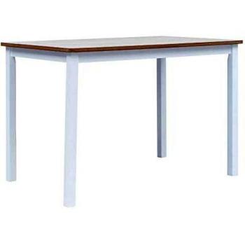 Table de salle à manger Blanc et Marron 114x71x75 cm Bois d'hévéa Massif
