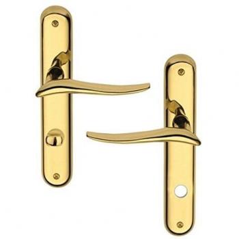 POIGNÉE DE PORTE INTERNE DESIGN EN LAITON POLI HIGH COAT SUR PLAQUE CONDA ENTREXA 195 MM, MARISA