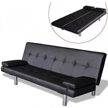 Reclining Black Velvet Couch with Twin Cushions – Fully Adjustable Upholstery