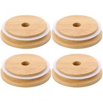 4Stck wiederverwendbare Deckel für Mason Gläser, Bambus, 70MM und 88MM