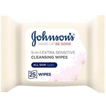 Johnson's Extra Mild Face Cleansing Wipes, 25-Pack