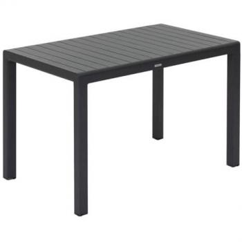 Mesa de jardín rectangular Ayora de 4 plazas en grafito y aluminio tratado con epoxi