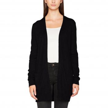Vila Women's Black Long Sleeve Midi Cardigan with Pockets