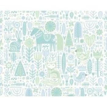 Origin Murals Scandi Forest Animals Teal Blue Wall Mural