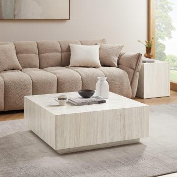 SalesFever Couchtisch, modernes Design, quadratisch 90x90 cm, Marmoroptik