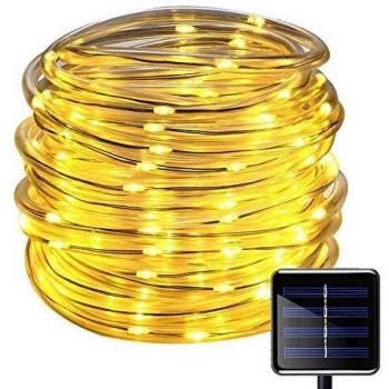 KINGCOO 100 LEDs Solar Rope String Lights, Waterproof 39ft/12M Copper Wire Outdoor Tube Fairy String Lights for Christmas Garden Yard Path Fence Tree Backyard (Cool white)