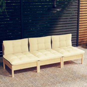 VidaXL Cremekissen Gartensofa aus Massivholz Kiefer