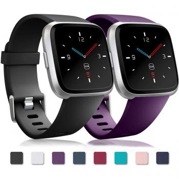 Fitbit Versa FlexBand – Adjustable Purple/Black Replacement Wristband