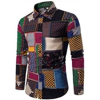 Camicia Ufficio in Lino con Motivo Floreale