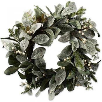 Natural Looking Christmas Wreath with Snowy Glitter Leaves