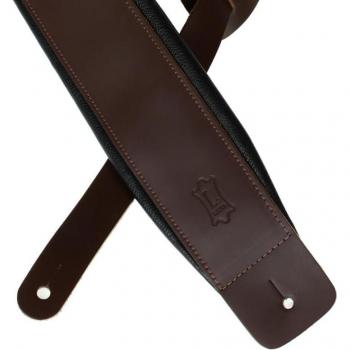 Levy's DM1PD‑DBR Dark Brown Leather Guitar Strap (Heirloom Series)