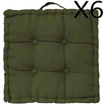 Set de 6 coussins de sol en coton kaki