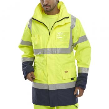 Two Tone Breathable Traffic Jacket Saturn Yellow / Navy XXXXXL