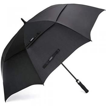 G4Free 47/54/58/62/68 Inch Automatic Open Golf Umbrella Extra Large Oversize Double Canopy Vented Windproof Waterproof Stick Umbrellas (Black, 62 inch)