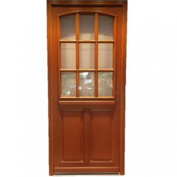 Puerta de entrada Agatha de madera con vidrio transparente 215x80 cm empuje izquierdo sin manilla