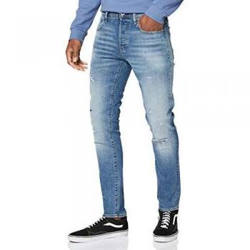 Jean G-STAR RAW 3301 Slim Homme, Bleu (usé déchiré bleu délavé B767-B190), 29W / 34L