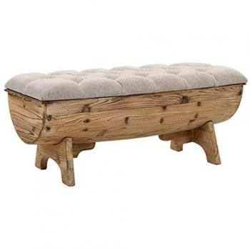 Solid Wood Storage Bench with Fabric Cushion 103x51x44 cm