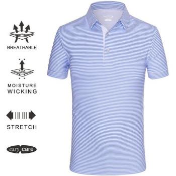 EAGEGOF schnelltrocknendes Golfshirt für Herren, gestreift und lässig