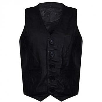 Herren Lederweste Chester in Schwarz 5XL
