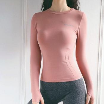 Top de fitness sin costuras para mujer con agujero para el pulgar