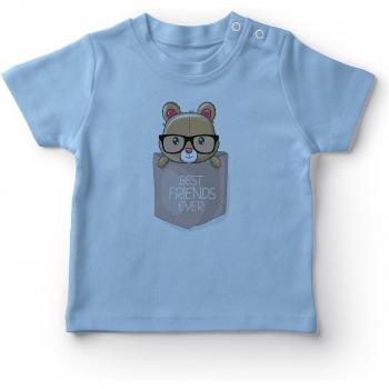 Angemiel T-shirt bleu pour bébé garçon avec motif ours lunettes