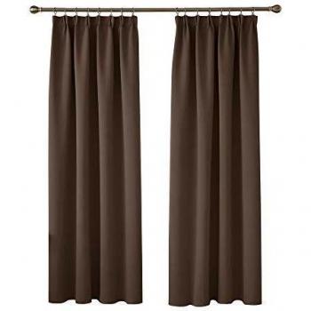 Deconovo Wohnzimmer Vorhang mit Kräuselband 214x132 cm Braun 2er Set