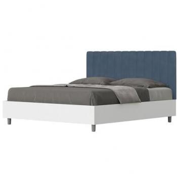 Letto Contenitore 160x200 Bianco Frassino con Testata in Microfibra Blu Kaia