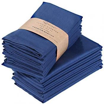 Ruvanti Elegant Cotton Cloth Napkins – 12 Pieces, Navy Blue, 18x18