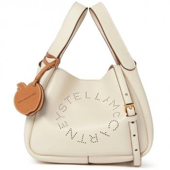 Stella McCartney Logo Double Top Handle Crossbody Bag, White, UNI