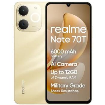 Realme Note 70T 6,74″ LCD 90 Hz, batterie 6000 mAh, IP54, Android 15 – Or