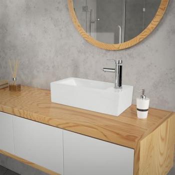 Lavamanos Angular 510x250mm Cerámico Ml-Design, Agujero Grifo Derecha