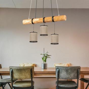 Lampada a Sospensione “Rustica” – Regolabile in Altezza, 3×E27, Tavolo da Pranzo