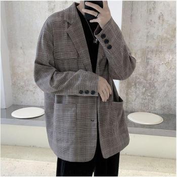 Men's Long Sleeve Plaid Jacket