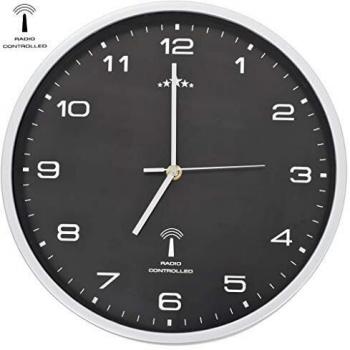 Vidaxl Horloge Murale Radioguidée avec Mouvement à Quartz Noir pour Cuisine, Salon et Chambre