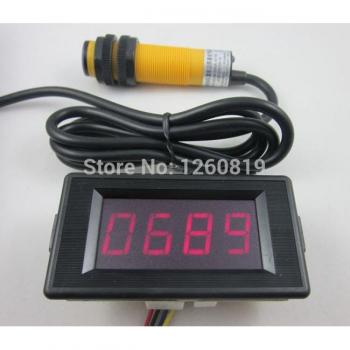 Compteur de vitesse rouge 12 V avec capteur photoélectrique NPN