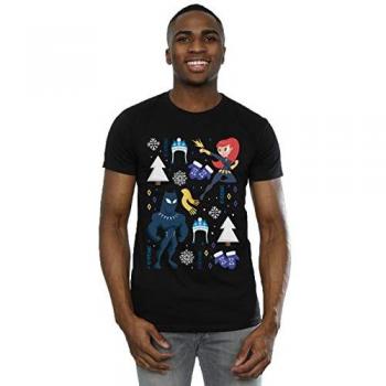 T-shirt Marvel Natale Uomo Black Panther e Black Widow