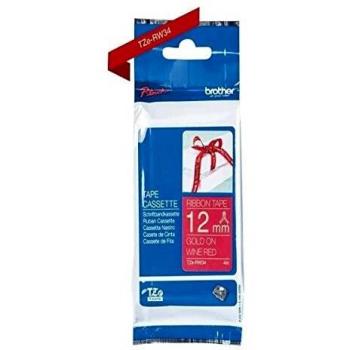 Beschriftungsband TZe-RW34 weinrot / gold 12mm x 4m