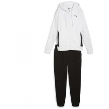 PUMA Trainingsanzug CLASSIC HOODED TRACKSUIT FL Gr. M, weiß