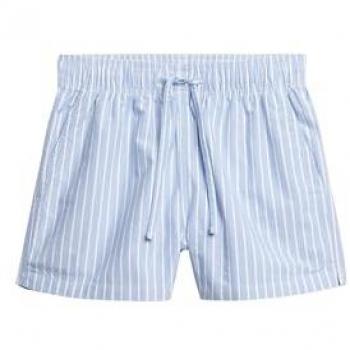 Superdry Short Femme Élastique Rayé Coton Bleu Broker Taille 42