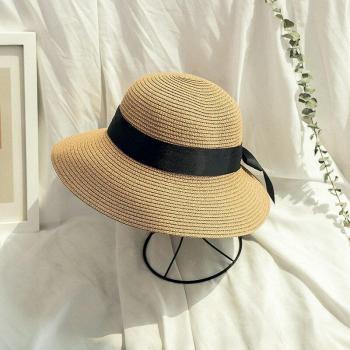 Chapeau d'été en paille avec nœud, réduction d'âge pour femmes