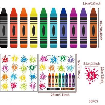 Pegatinas decorativas para habitación infantil, regreso a la escuela, lápiz colorido, alfabeto, calcomanías de pared