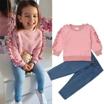 Denim and Ruffle Combo for Baby Girls: Cozy Winter Outfit